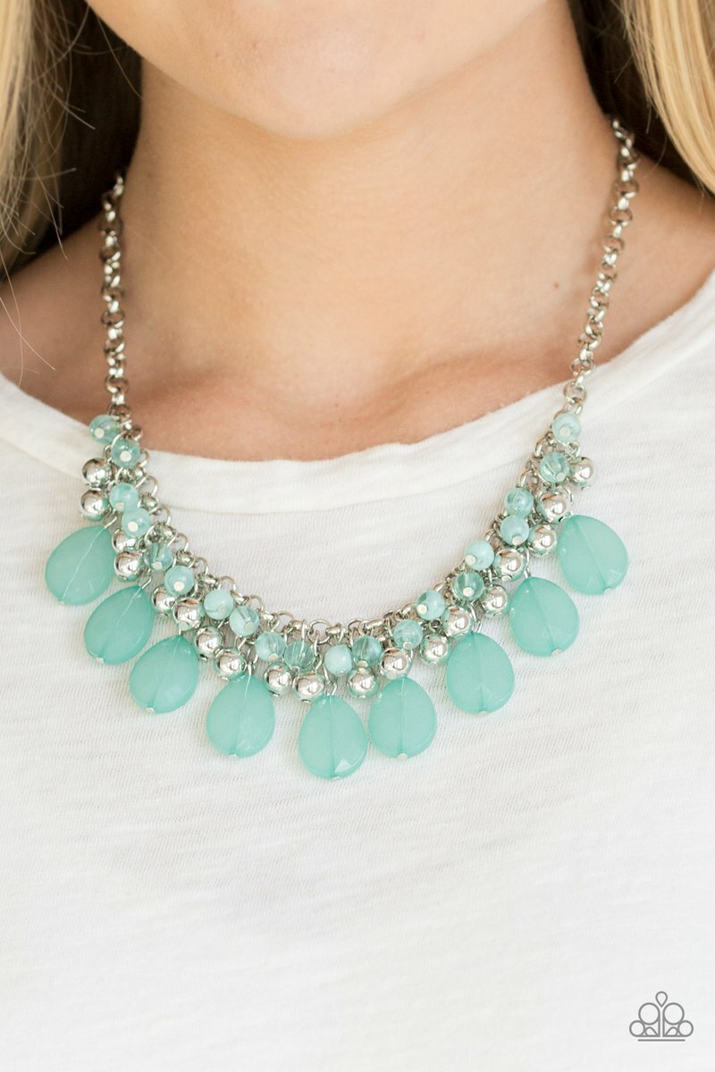 Paparazzi Necklace- Trending Tropicana- Green Bead and Silver Bead