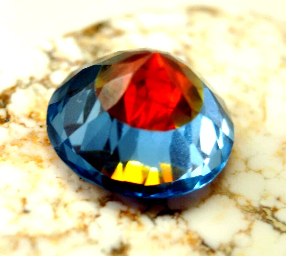 14 Ct Certified Pitambari Sapphire Natural Bi-Color Round Cut Loose Gemstone