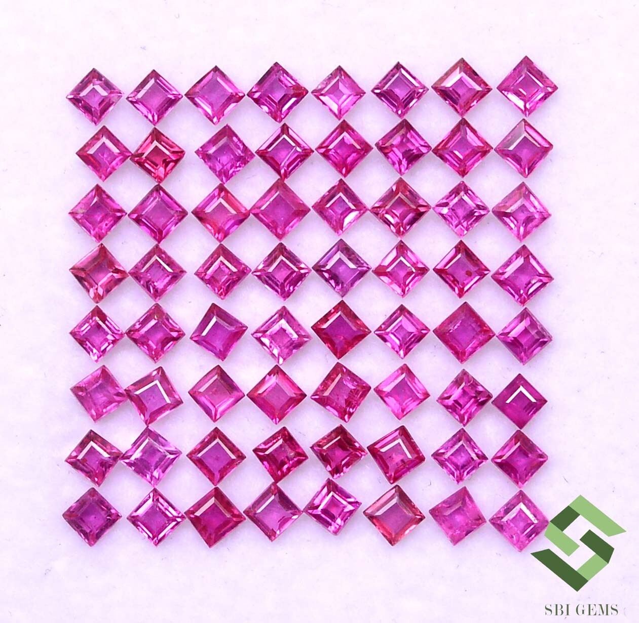 2×2 mm Natural Ruby Square Cut Lot 25 Pcs 1.64 CTS Calibrated Loose Gemstones