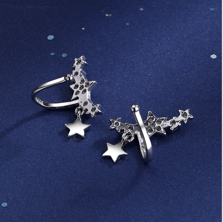 Solid 925 Sterling Silver Ear Crawler Cuff Charmer Climber CZ Earrings Gift PE47