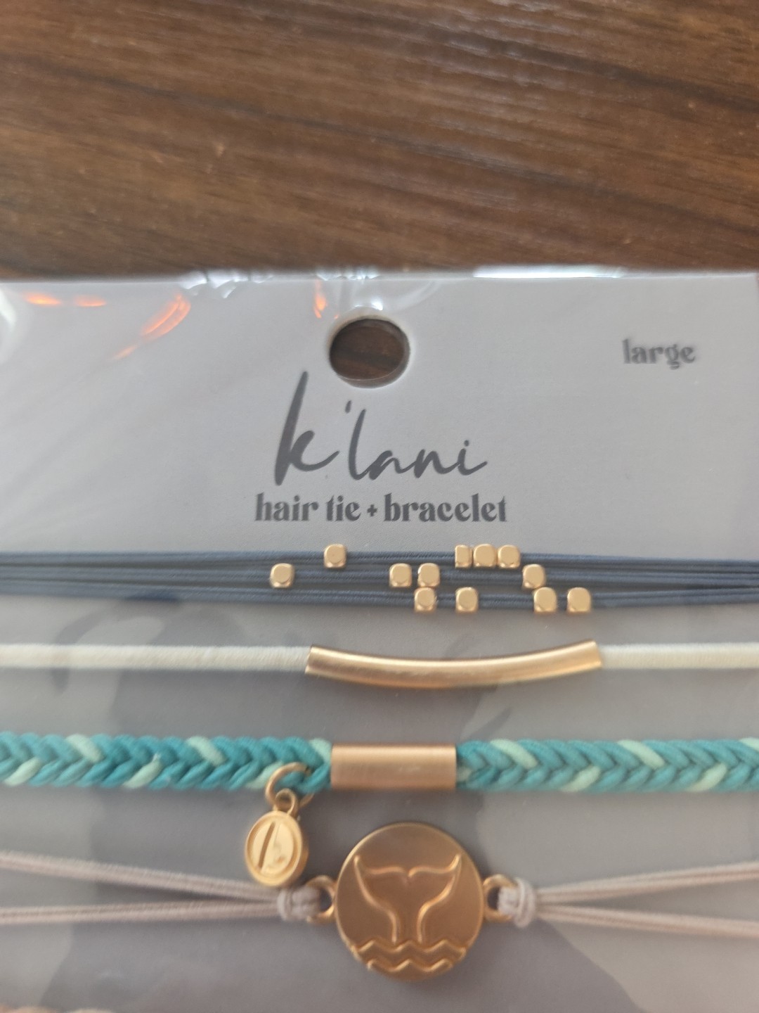 Klani “Focus” Hair Tie + Bracelet Set, Small, Multicolor Braided Beaded Charm
