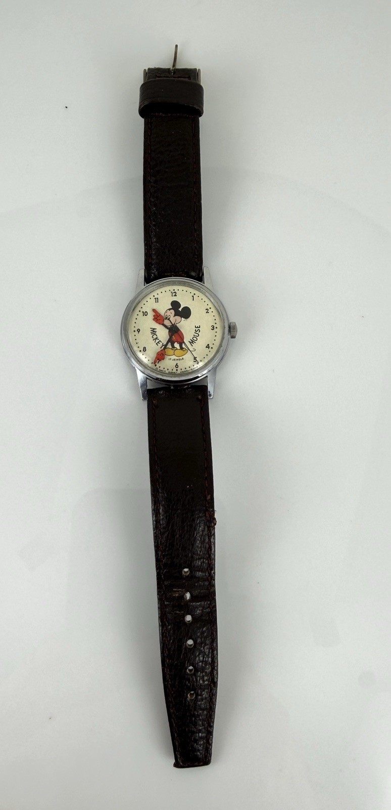 1970’s Mickey Mouse Watch by Bradley Swiss 17 jewel movement 33mm case Running