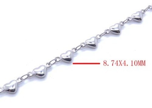 Stainless Steel Heart Charm Anklet 9 in,10 in,11 in