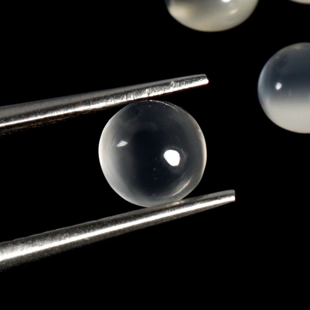 Round Cab Natural Unheated Top White Moonstone Cat Eye 10pcs 9.05ct 6mm Lot Gem