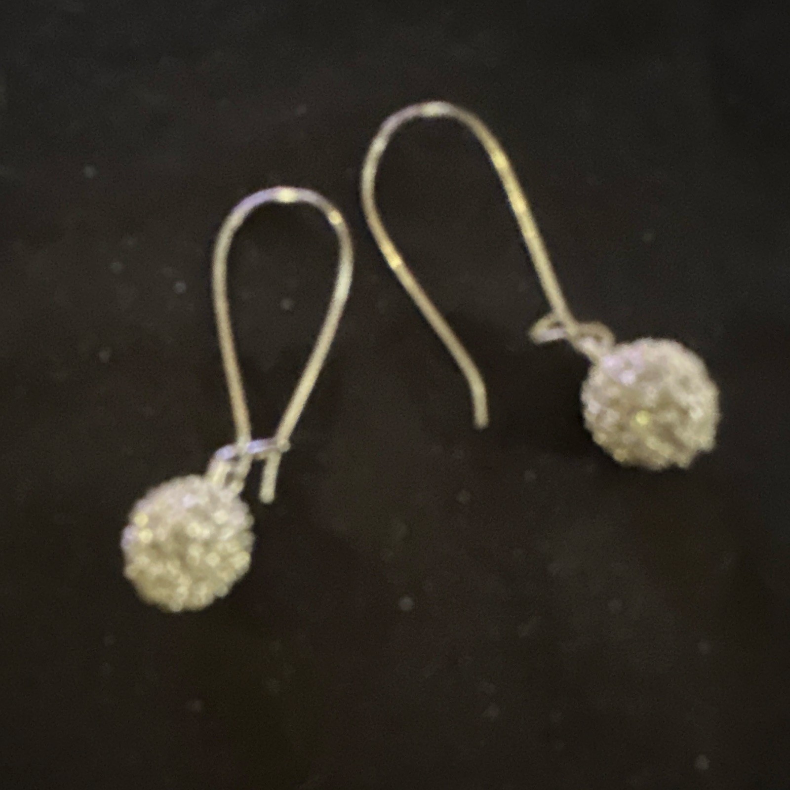 Silver Tone Clear Crystal Rhinestone Pavé Ball Drop Hook Dangle Earrings