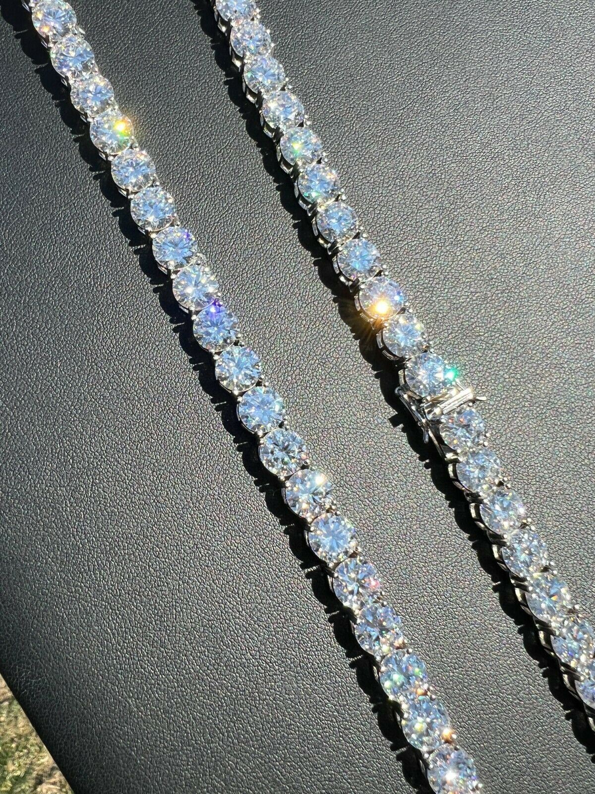 REAL BIG 8mm 100-170ct MOISSANITE Tennis Chain Necklace Pass Test 16-28″ Iced