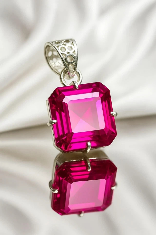 32 Ct Certified Natural Flawless Pink Sapphire 925 Silver Pendant Loose Gemstone