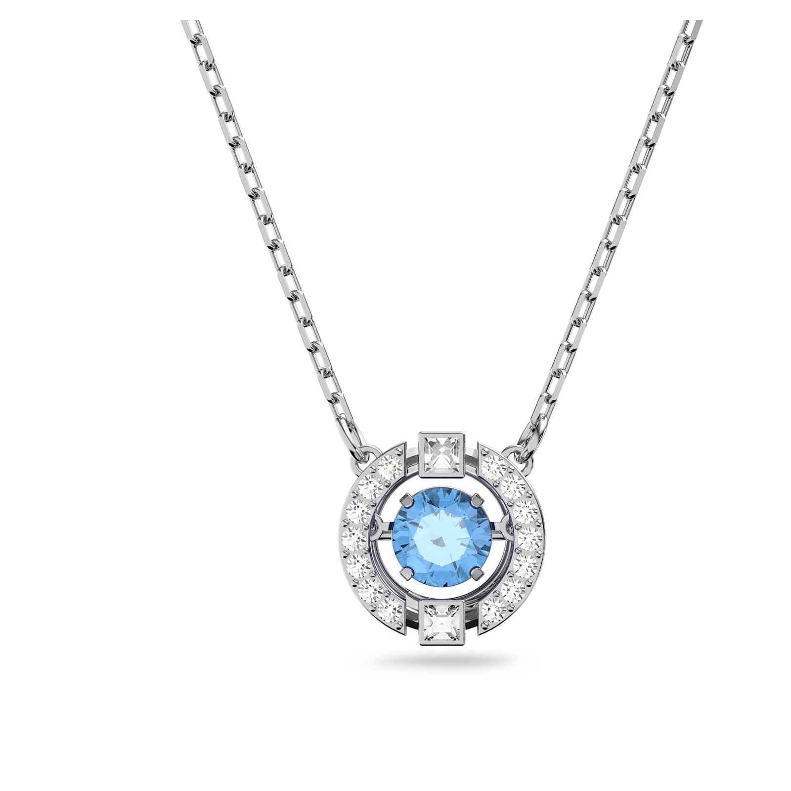 Swarovski Una Necklace Round Cut, Blue, Rhodium Plated 5279425