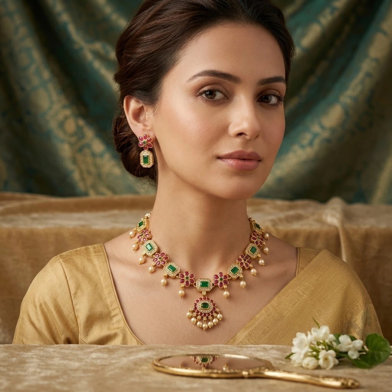 Alloy Gold-plated Multicolor Jewel Set (Pack of 1)