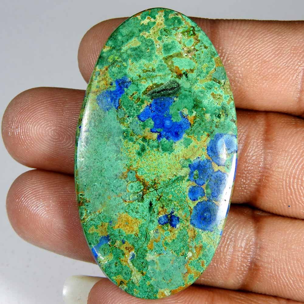 58.25 Ct Natural Blue Azurite Chrysocolla Oval Cabochon Loose Gemstone