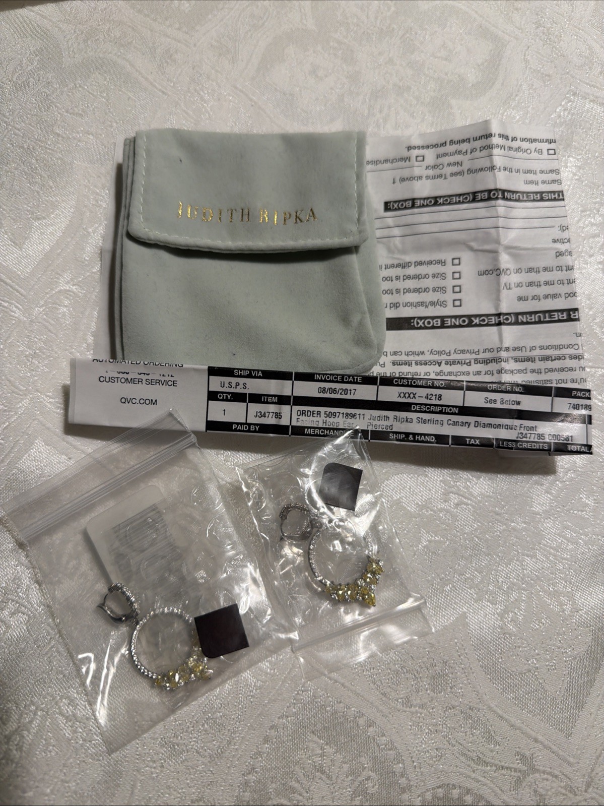 Judith Ripka Sterling Canary Diamonique Front Facing Hoop Earrings J347785 NWT