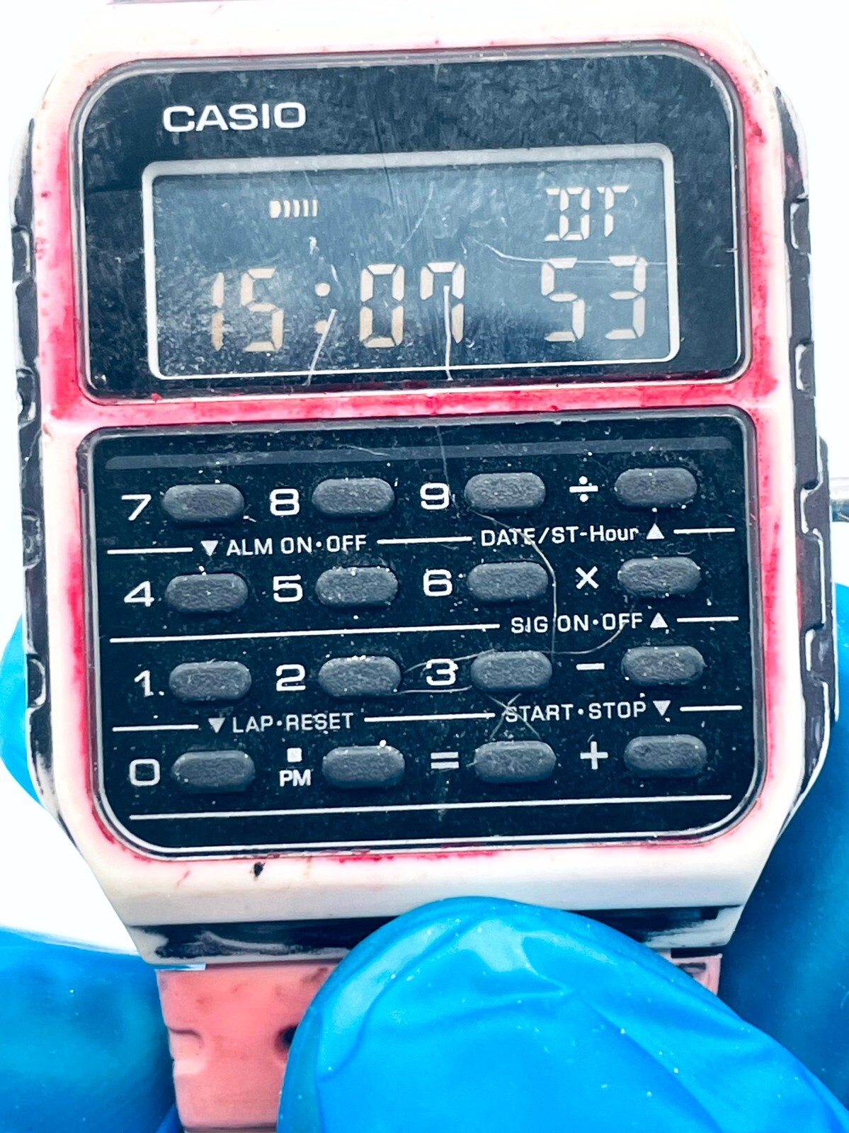 Casio CA-53W 8-Digit Calculator Watch Men’s Red & Black Straps Digital Display