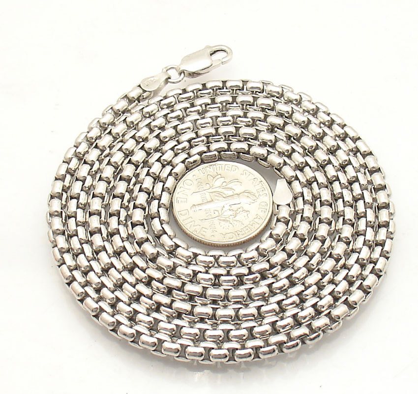 3.9mm Polished Anti-Tarnish Round Box Chain Necklace Real 925 Sterling Silver
