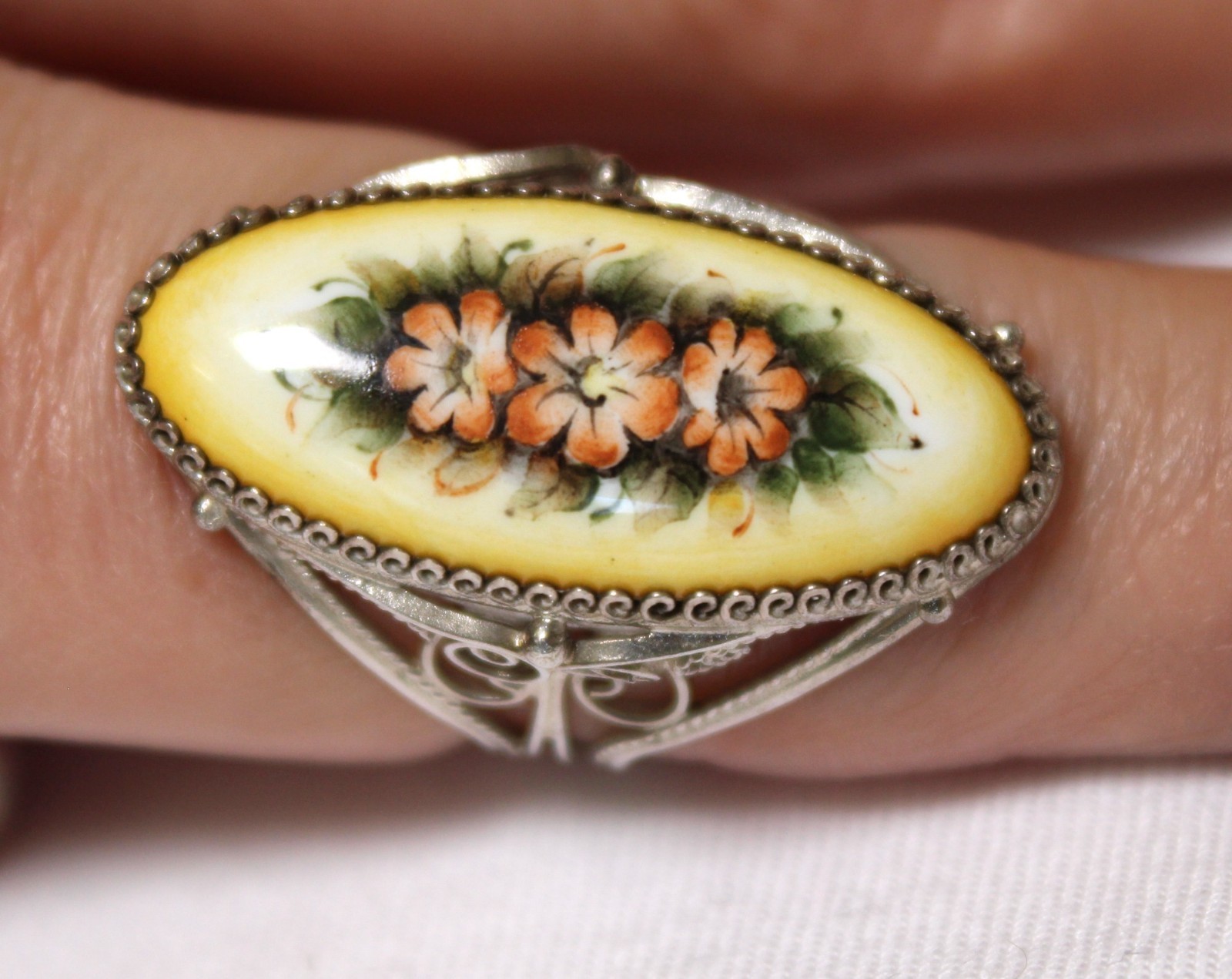 Vintage Russian Hand Painted Enamel Rings 3 Variation Finift Technique #94,96,97