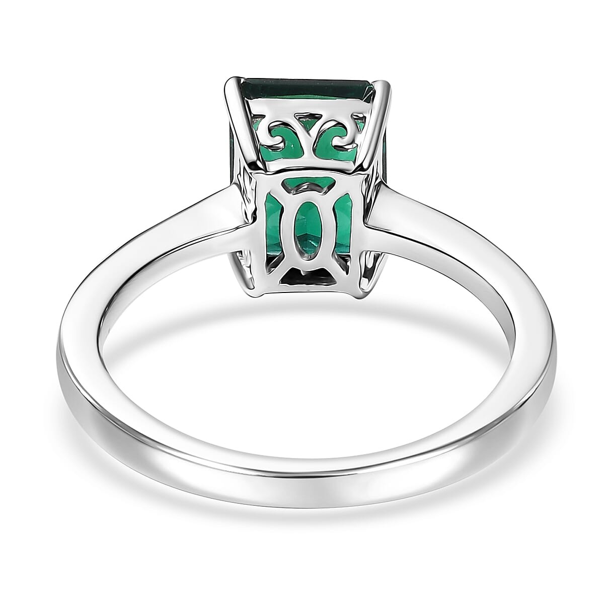 AAA Lab Grown Emerald 2.17 ctw Solitaire Ring in 10K White Gold Size 9.0