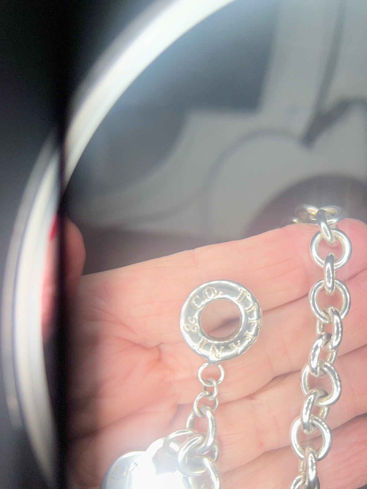 Tiffany & Co Sterling Silver 925 Heart Tag 16″ Toggle Necklace & Pouch