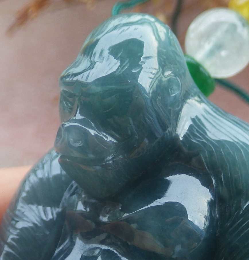 Video Certified Green Natural A Jade jadeite Pendant Orangutan Monkey 123969 TS