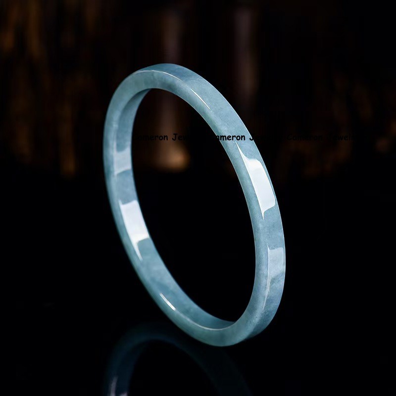 Real Grade A Natural Blue Jade Jadeite Bracelet Smooth Square Bangle ID 52-61mm
