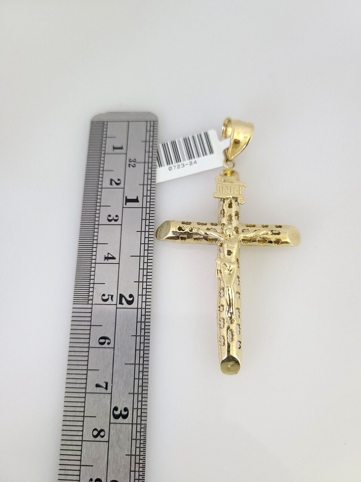 10kt Gold Rope Chain INRI Cross Charm Set 18″-30” Inch 6mm Necklace Pendant