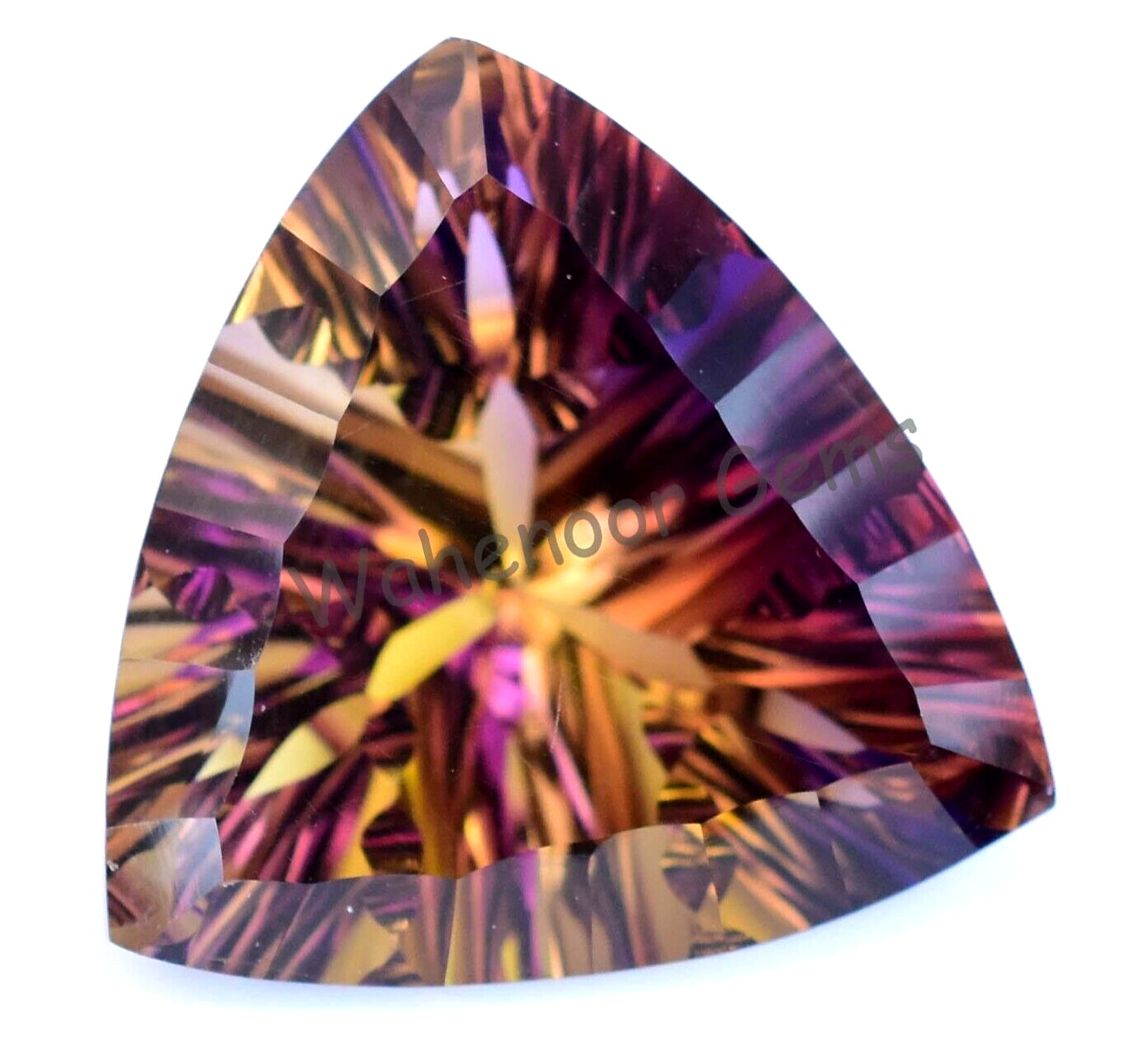 Flawless Natural Bi-Color Ametrine 27.45Ct Trillion Certified Untreated Gemstone