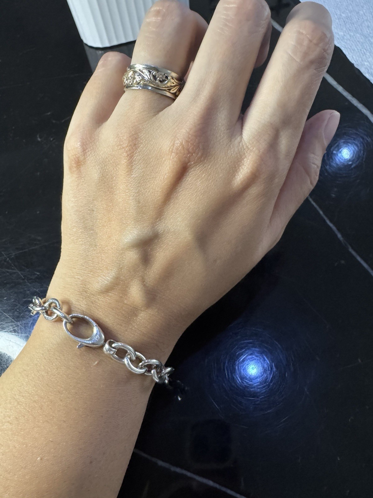 Authentic Gucci Sterling Silver Link Chain Bracelet 7 Inches