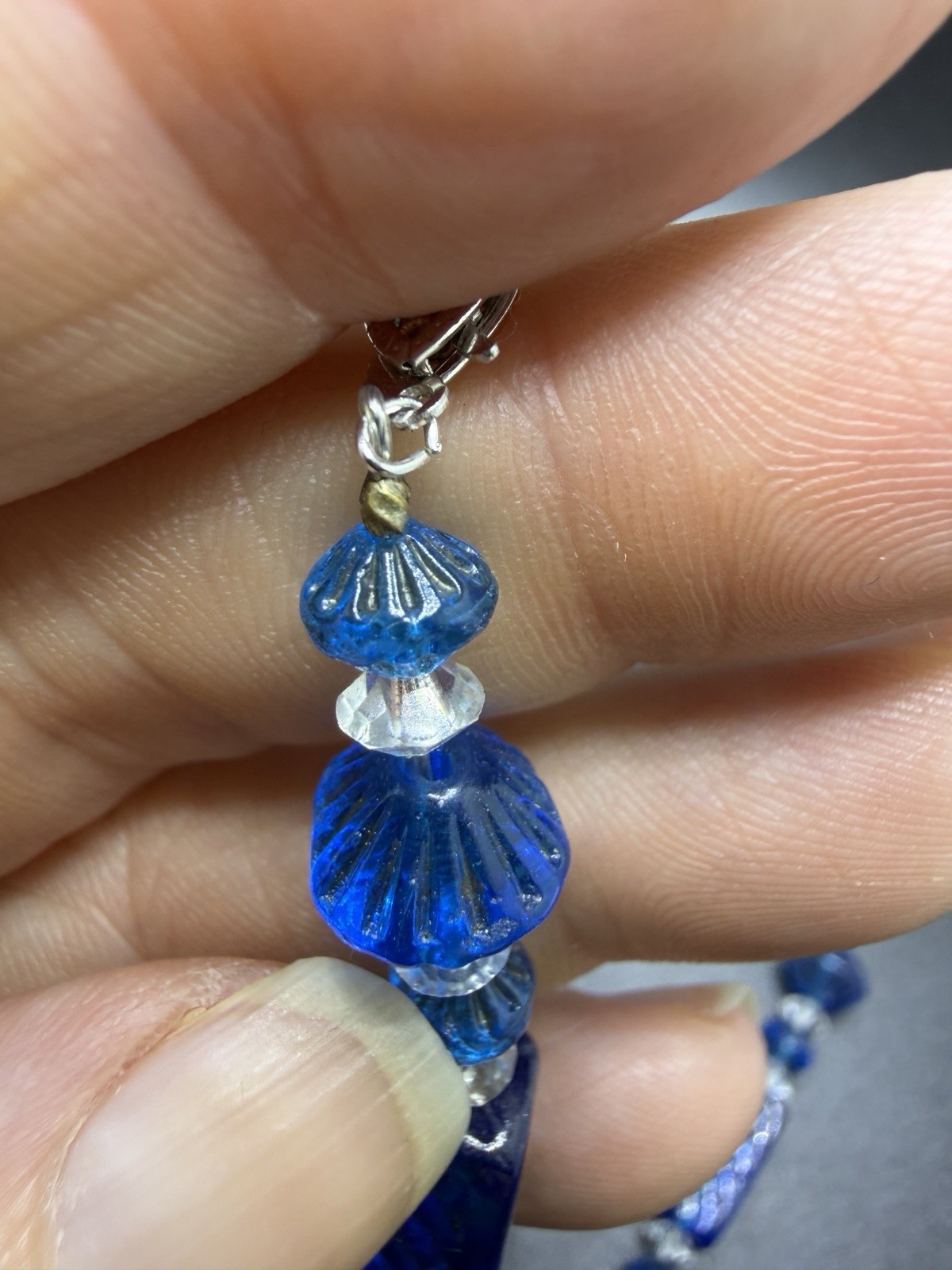 Art Deco Czech Glass Cobalt Blue Necklace