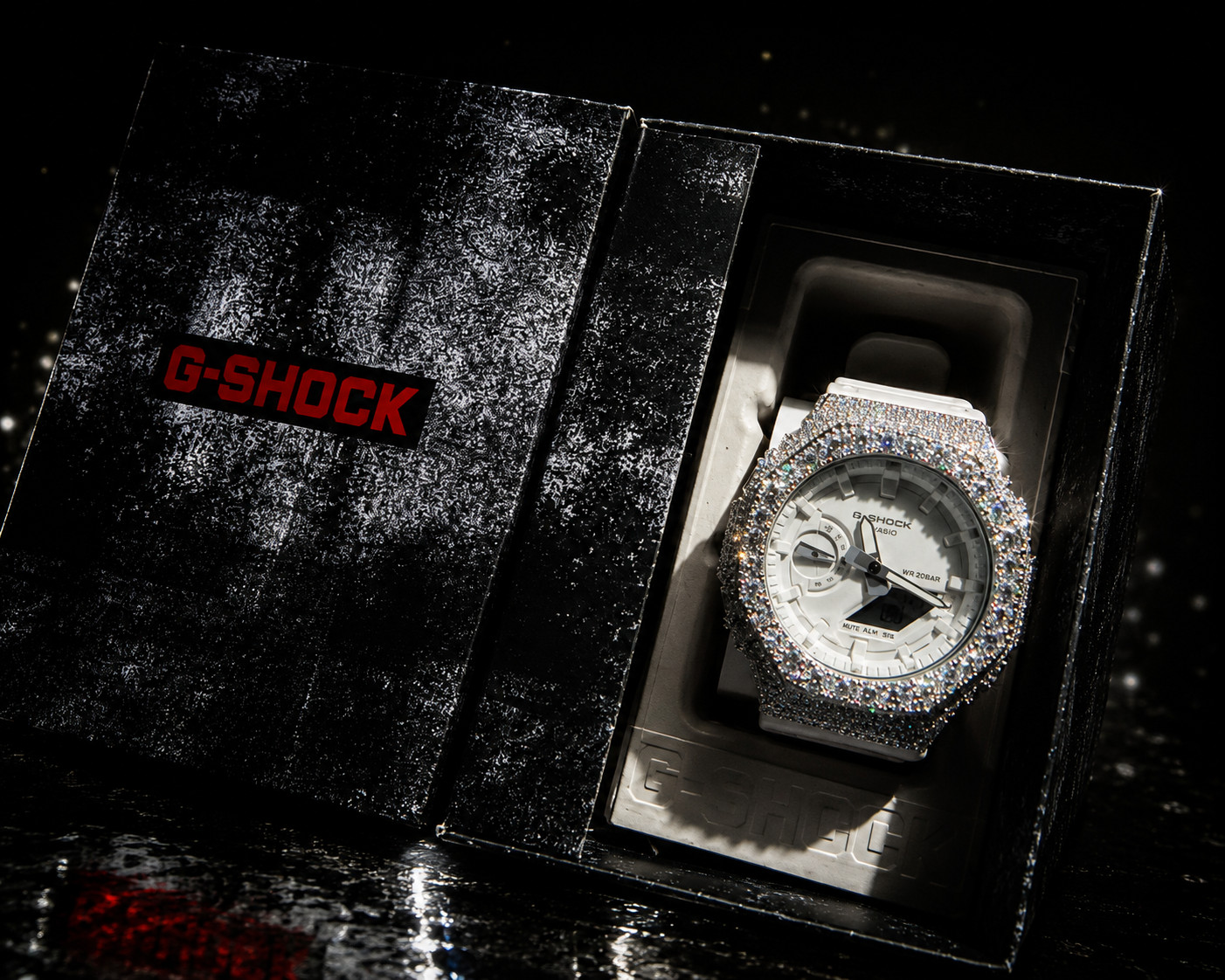 g shock ga2100 white moissanite bizel