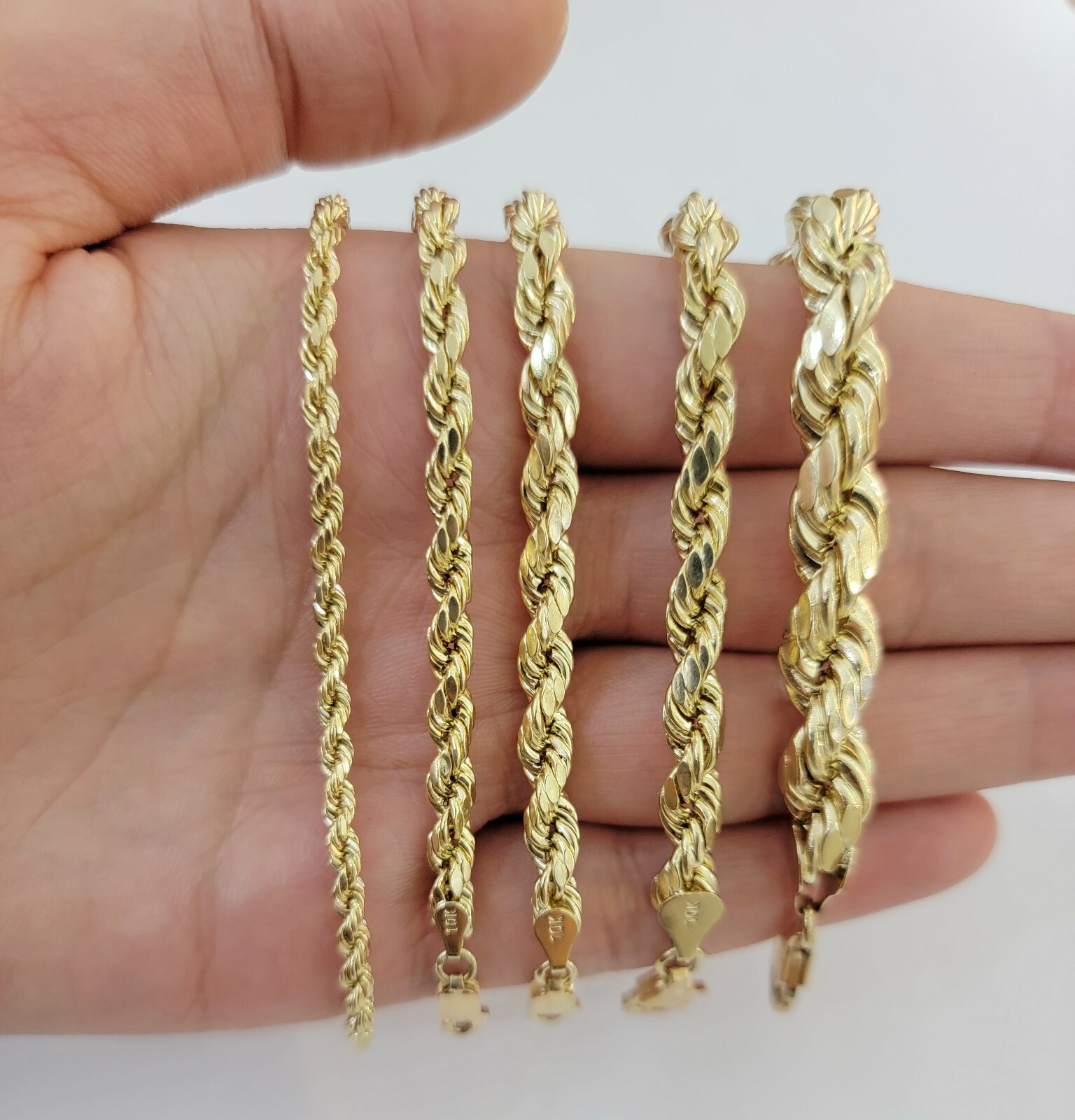 10k Yellow Gold Rope bracelet 7″ 7.5″ 8″ 8.5″ 9″ Men Women 3mm- 8mm REAL 10 KT