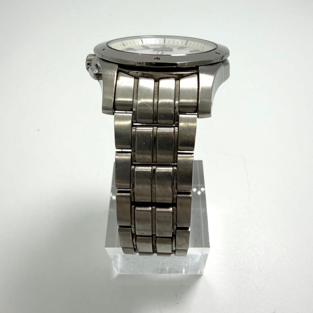 Seiko Brightz 8B43-0AA0 Big Date Solar Wristwatch White Dial Silver
