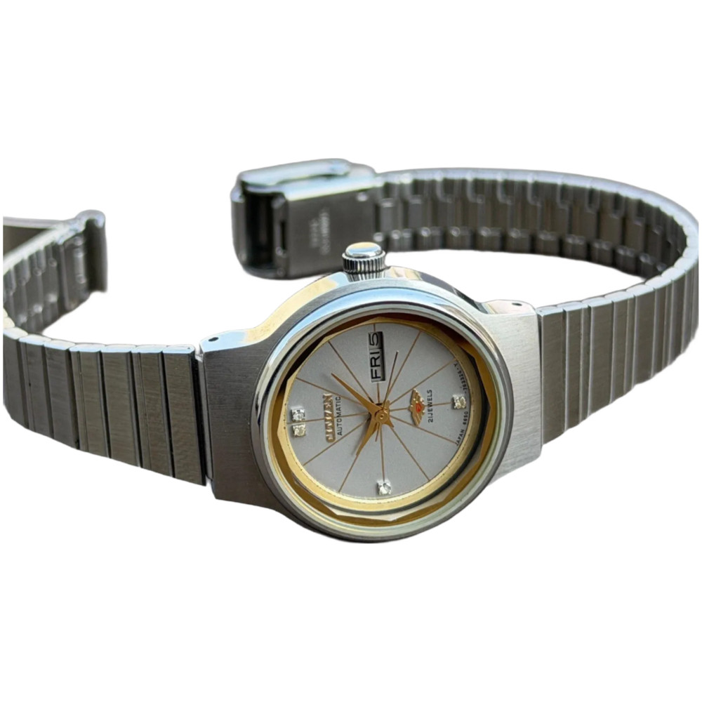 Vintage Citizen Ladies Automatic 21 Jewels Silver Dial Watch 26mm Japan S-132
