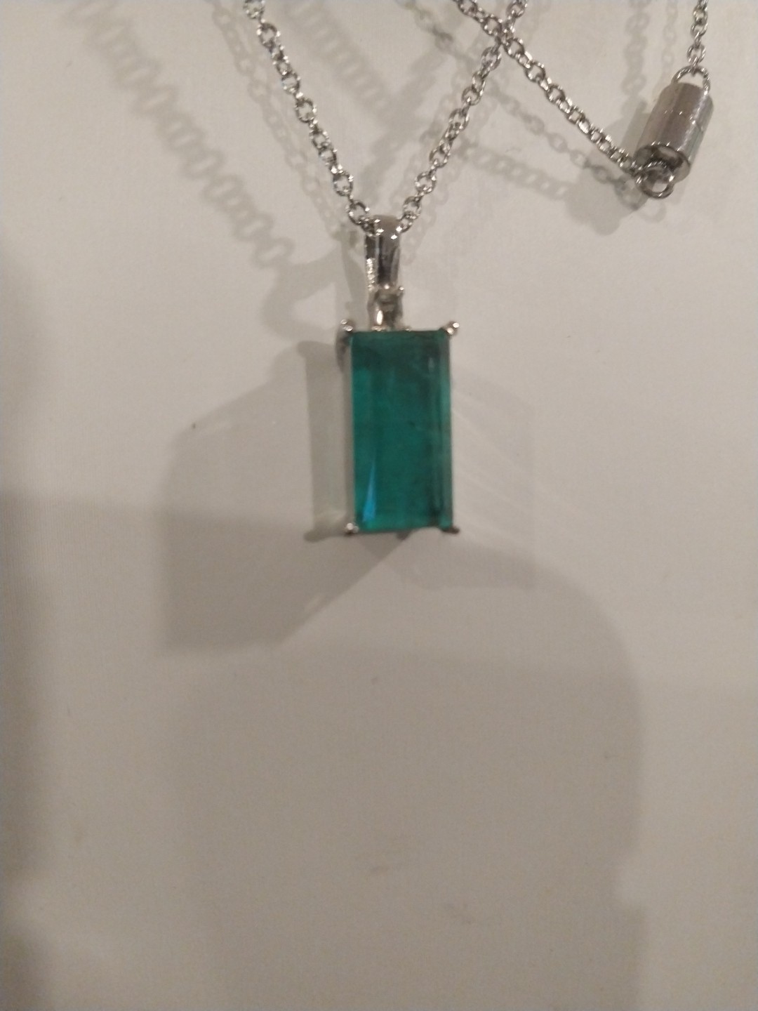 Emeraldine Quartz, White Topaz Pendant Necklace (20″)/ Stainless Steel 4.90= TCW