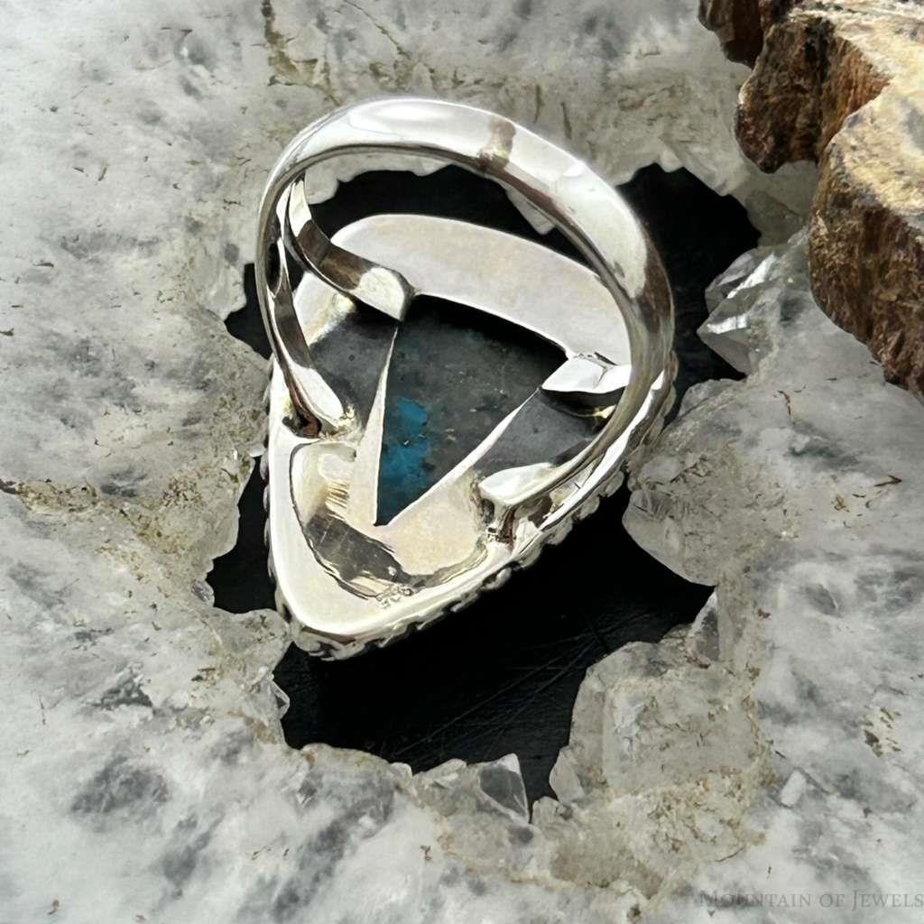 Sterling Southwestern Style Teardrop Shattuckite Decorated Ring Sz 6.5 For Women