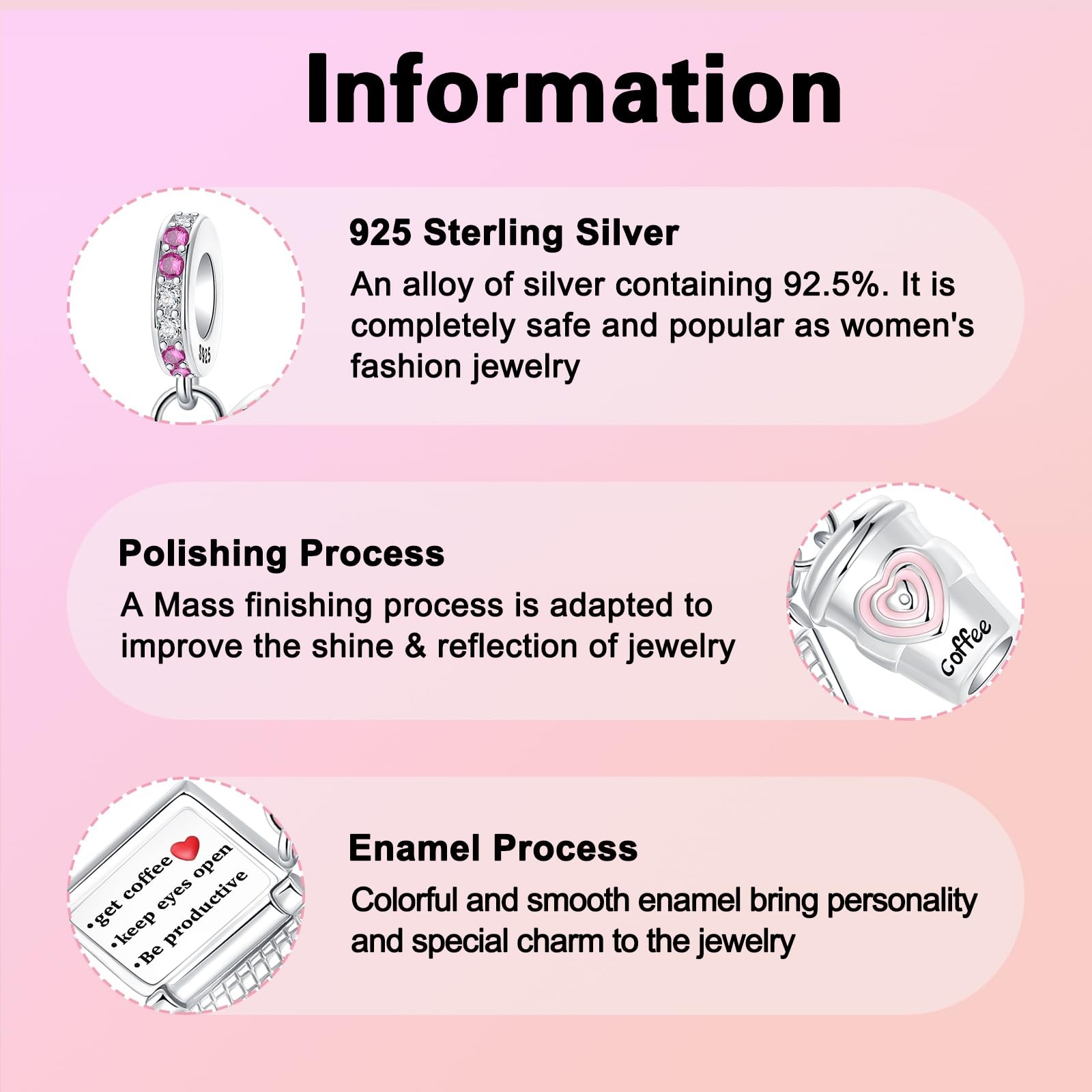 Coffee Cup Computer Charm 925 Sterling Silver Charms Fits Women’s Bead Bracel…