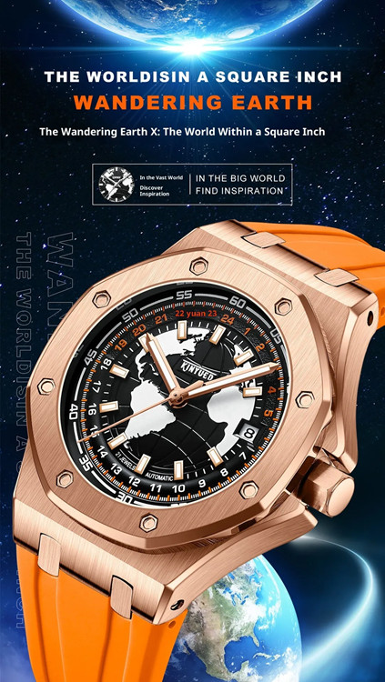 Men’s Full Automatic Mechanical Octagon Watch 12/24Hours 3 Hands Date 3Atm 3 Col