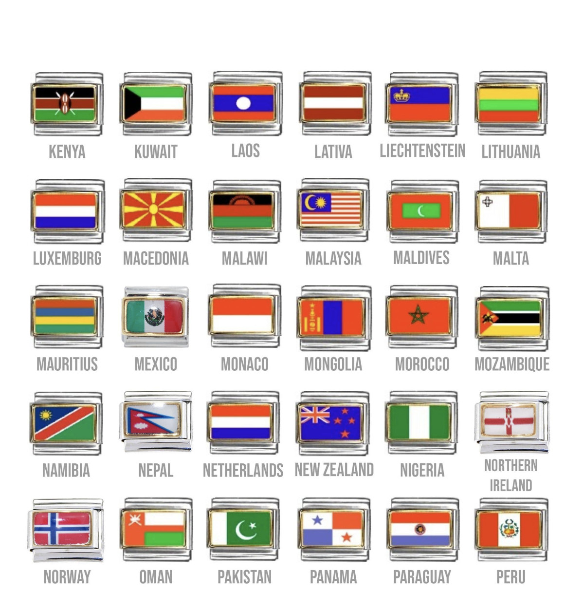 World flags Countries K-Z 9mm Italian charms fits classic italian charm bracelet