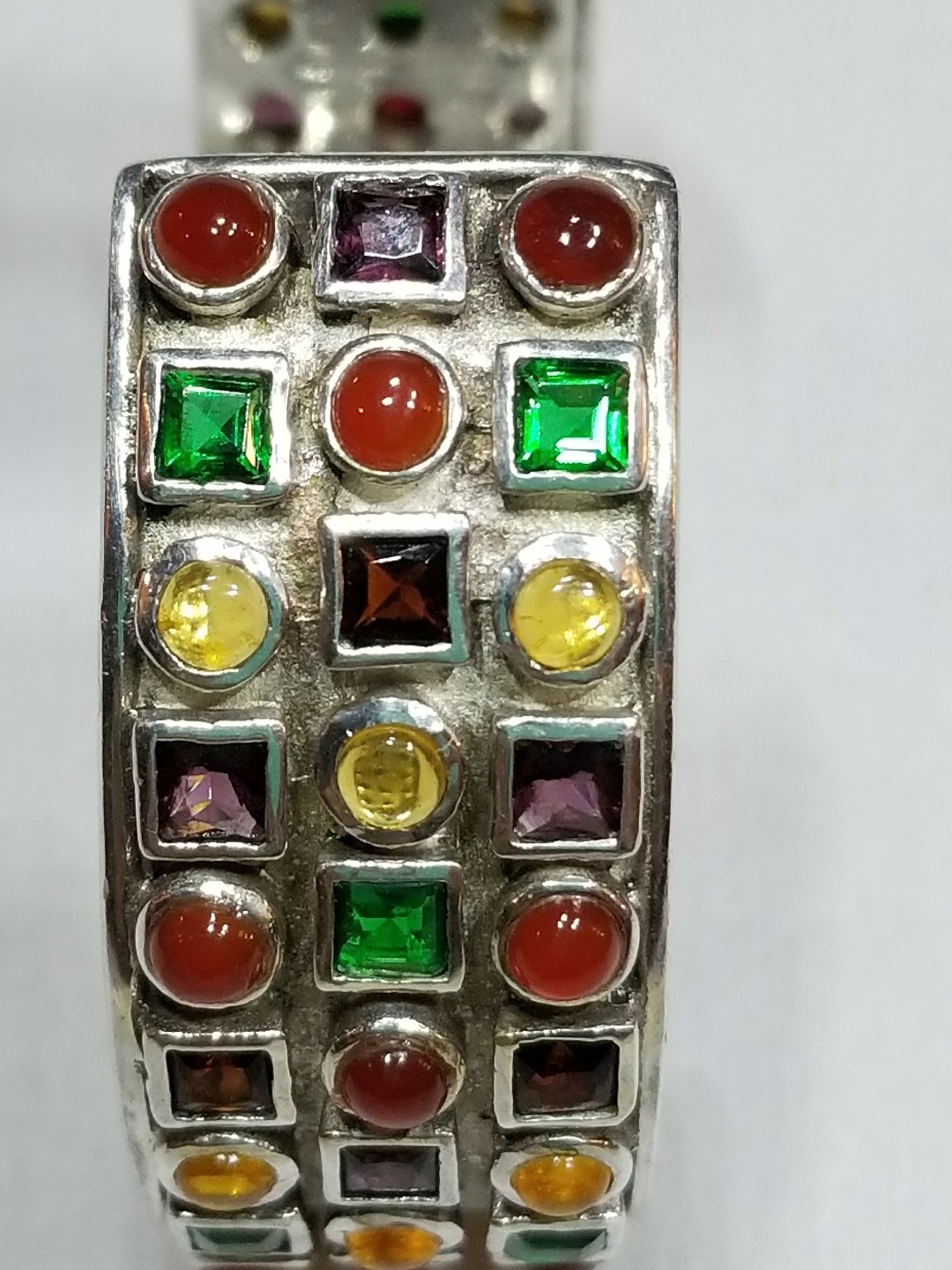 2 Oz. Sterling Silver Cuff/Bracelet, Colored Glass. Appraisal Was 2017! $1300