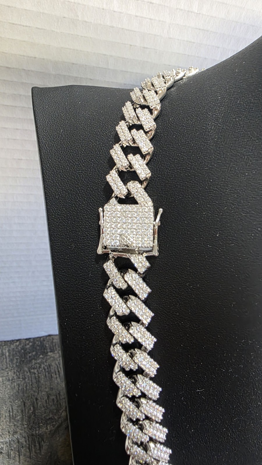 Iced Out Moissanite 14mm / 24″ Miami Cuban Monaco Chain 925 Silver Passes Tester