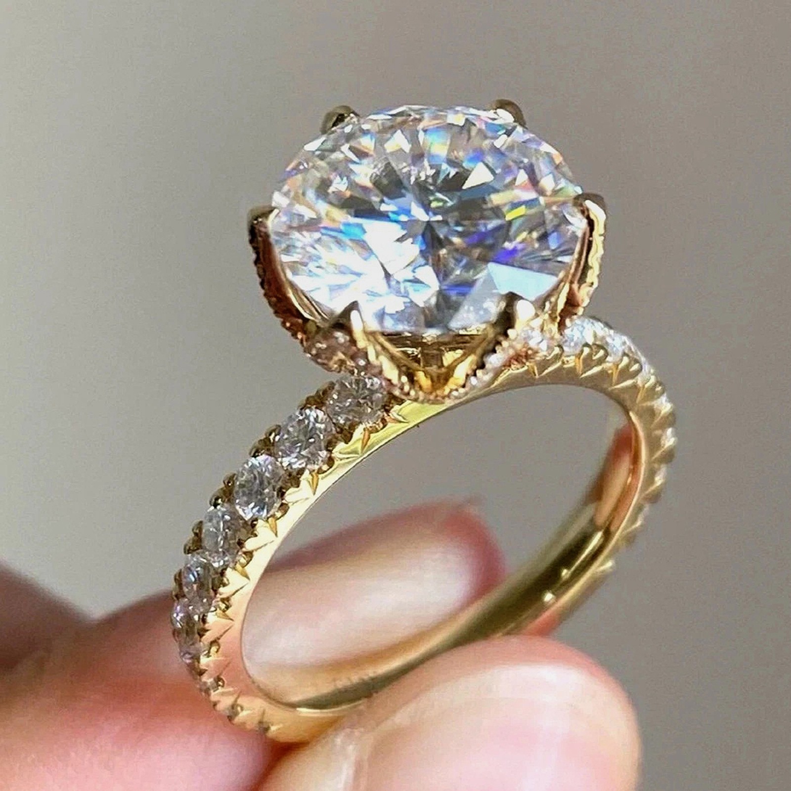 4.20Cts.100% Certified White Diamond Ring In Yellow Gold Finish – Tariffs