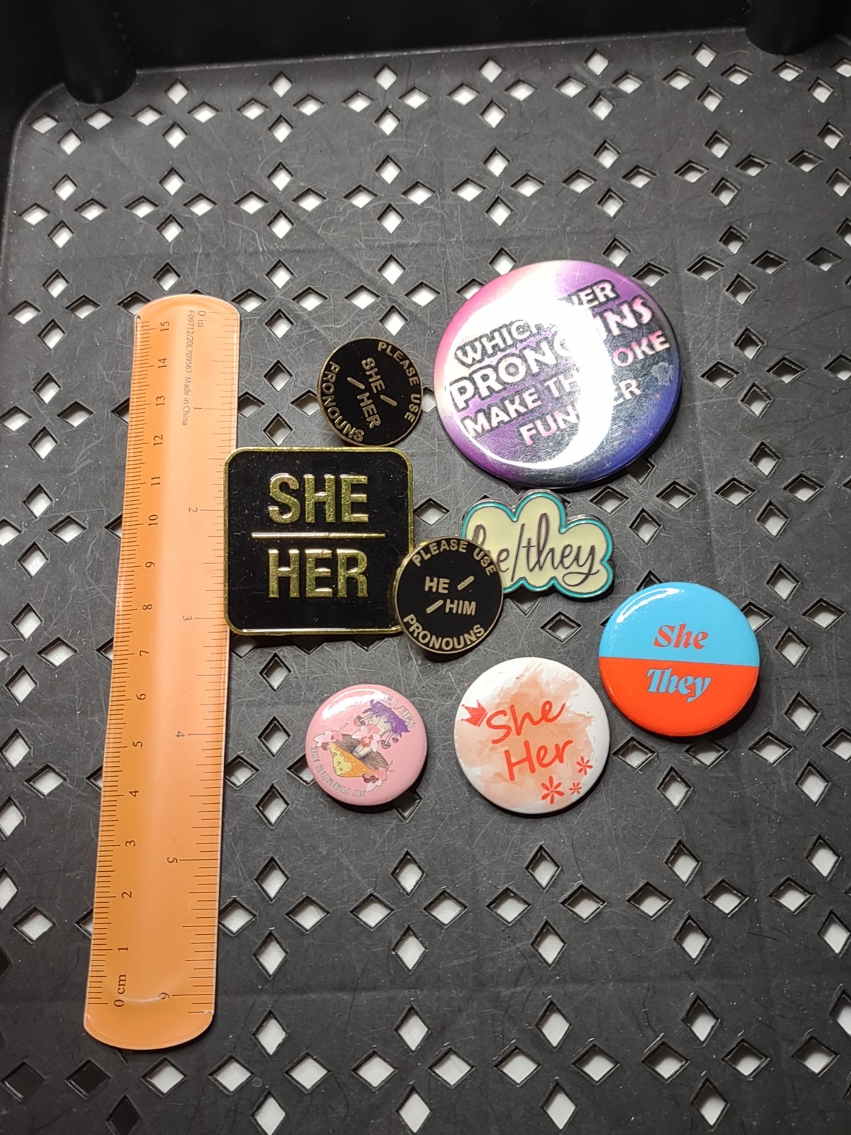 Lot Of Pronoun Themed Pin And Pin Back Buttons Pronoun Lot STBAS