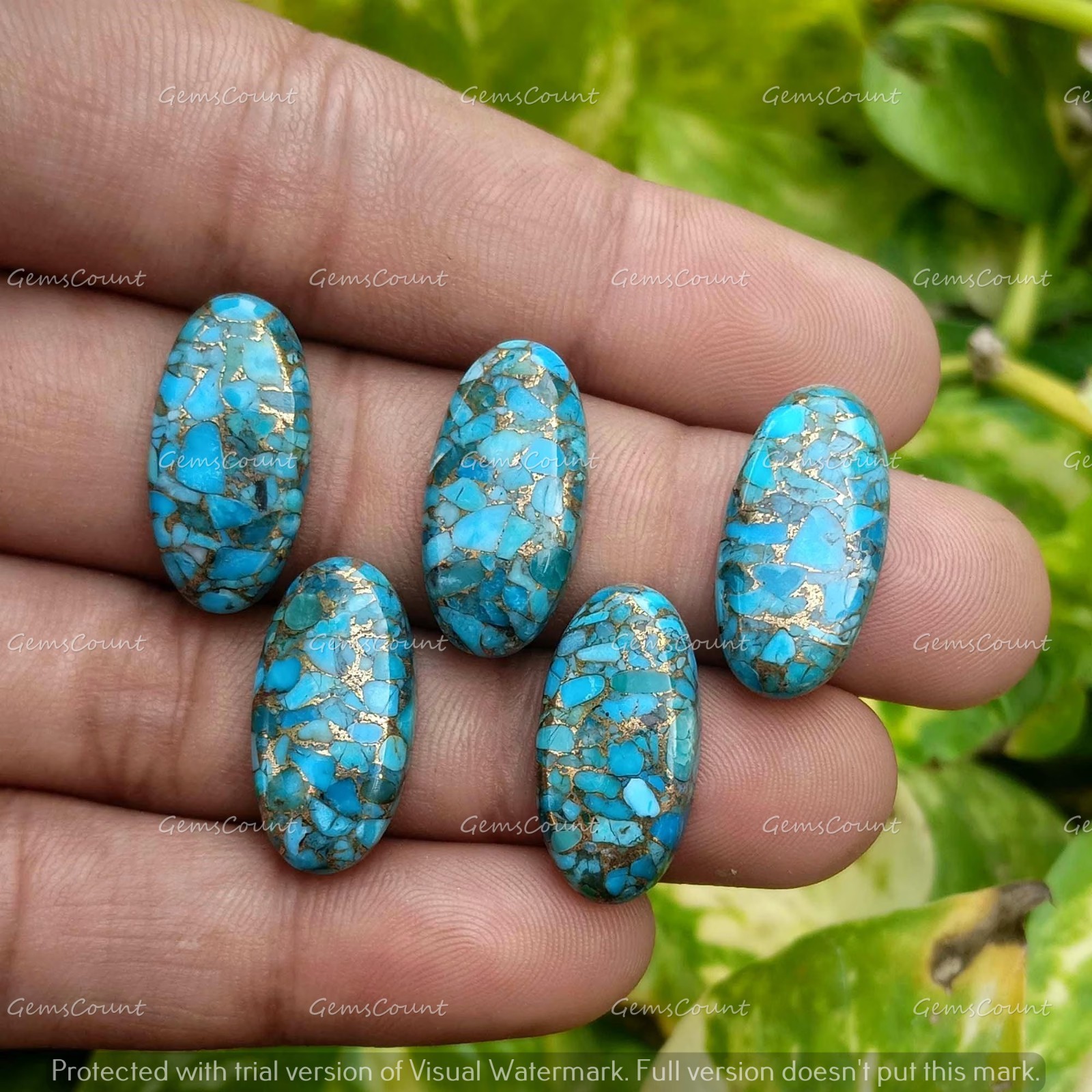 Natural Blue Copper Turquoise Long Oval Cabochon Smooth Gemstone 5x10mm-15x30mm