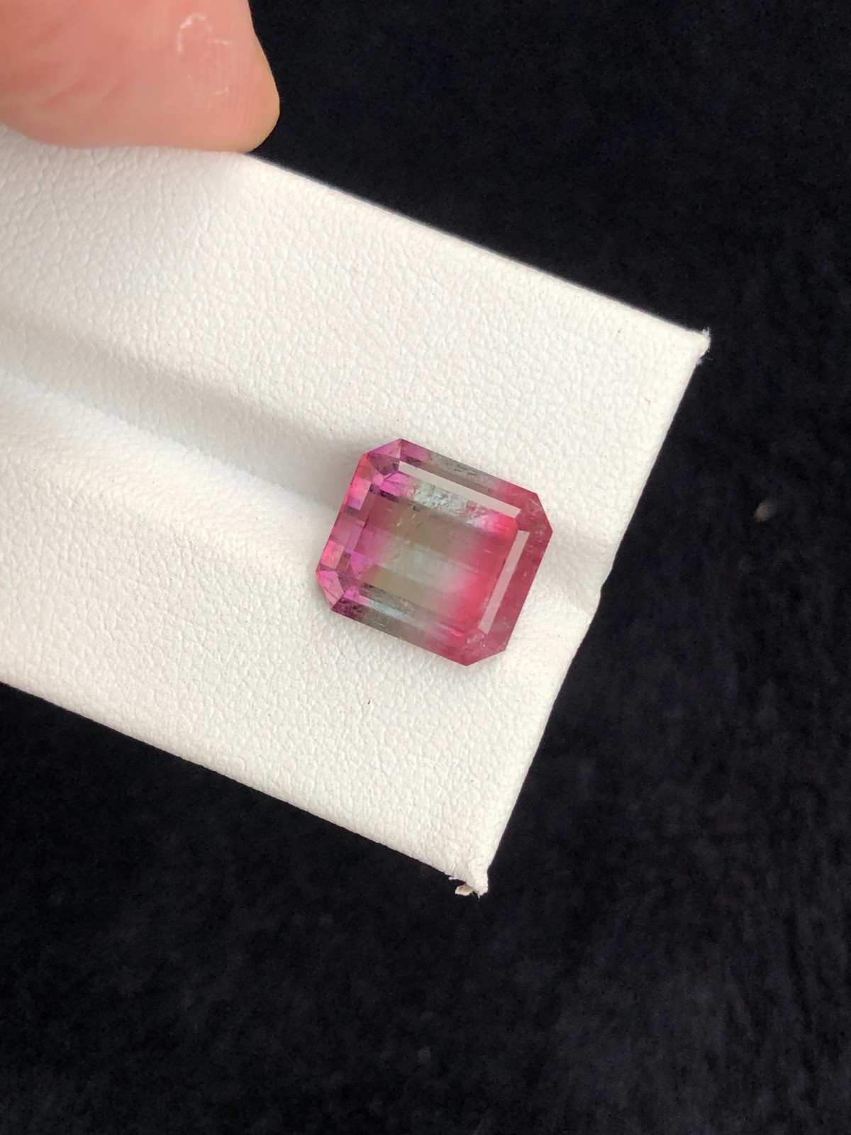 Tri-Color Tourmaline Gemstone: Emerald Cut, Afghanistan Origin, 6.8 Carats