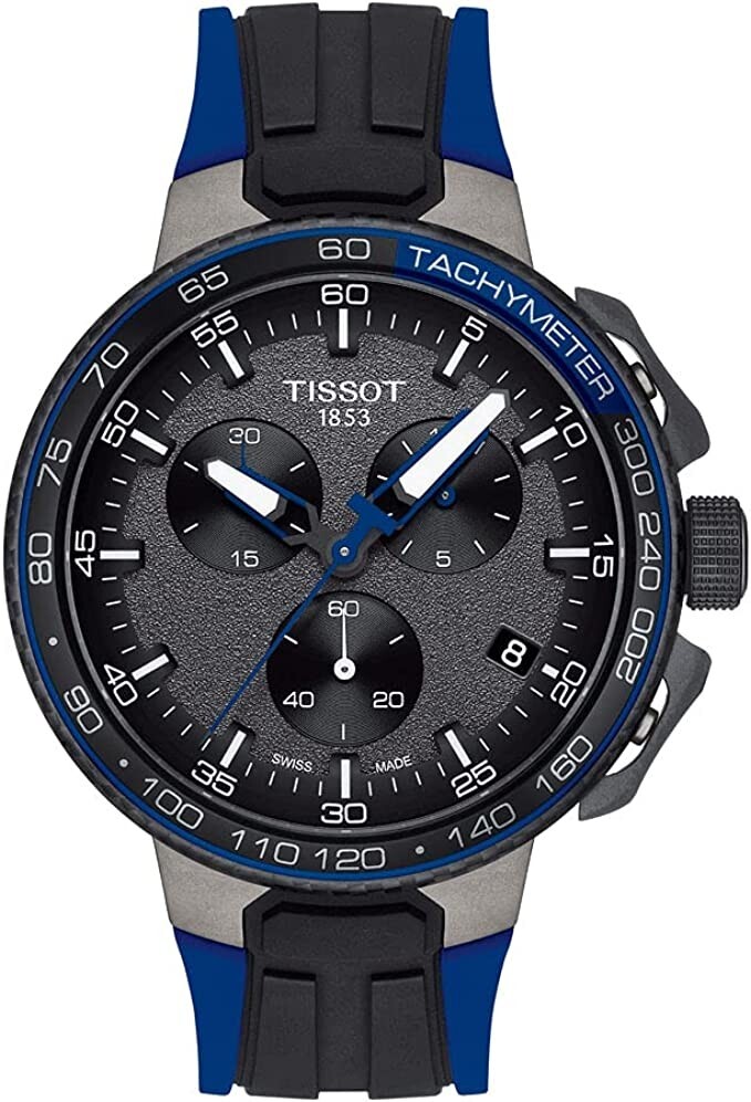 Tissot T-Race Cycling 44.5mm Grey Dial Swiss Blue Silicone Watch T1114173744106