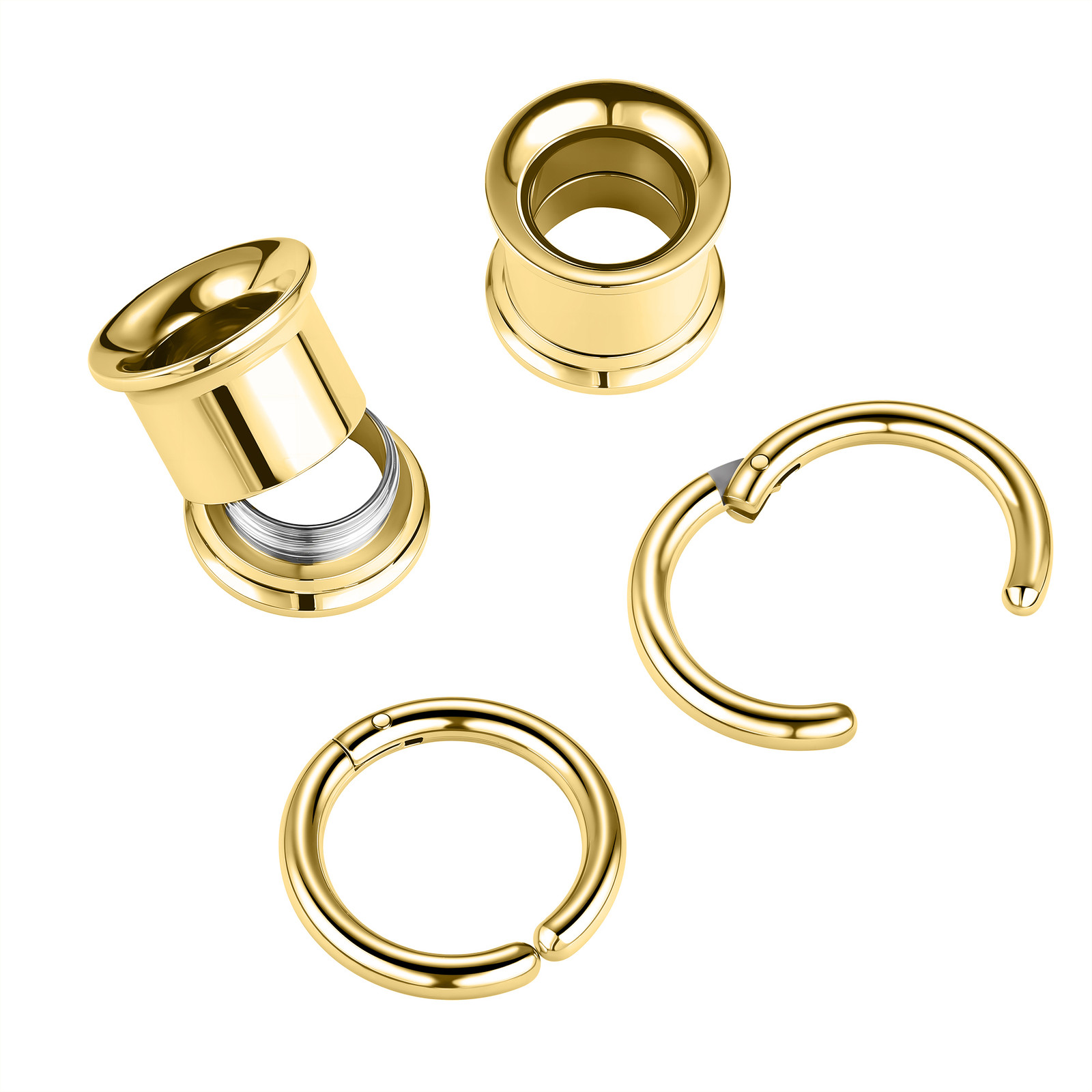 1 Pair Dangle Ear Gauges with Rings Double Flared Ear Tunnels Ear Plugs Expander