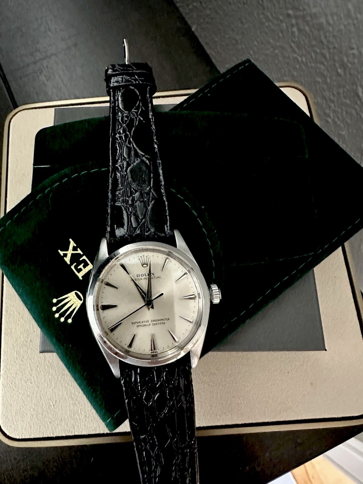 Vintage Men’s Rolex Oyster Perpetual 34mm Ref 1002 Stainless Steel Watch