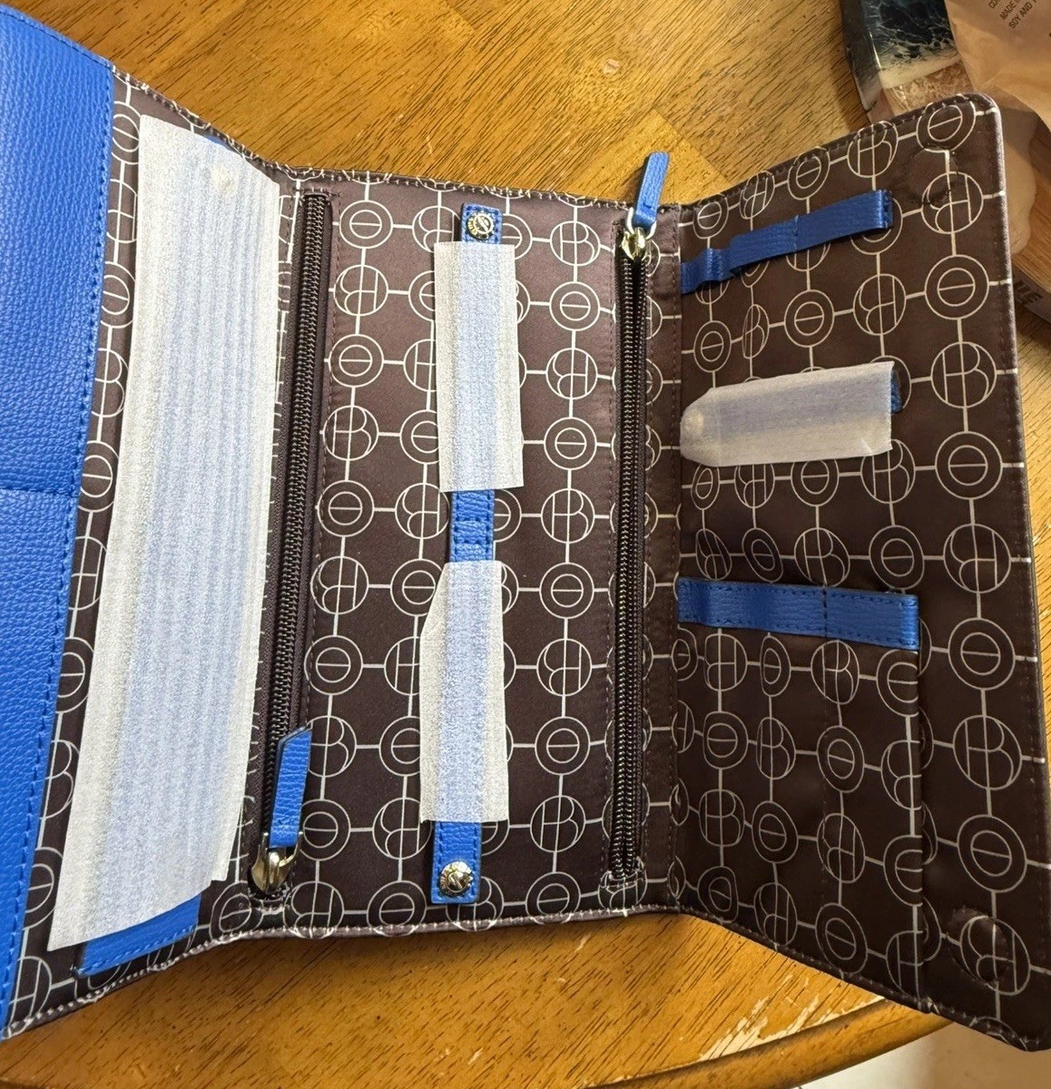 Henri Bendel Blue Travel Jewelry Organizer Case Roll Zip Storage New NWOT