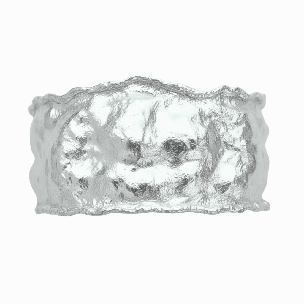 Hammered CUSTOM Organic Solid 999 Silver Bracelet Cuff 50g Wide 40mm ALL Sizes