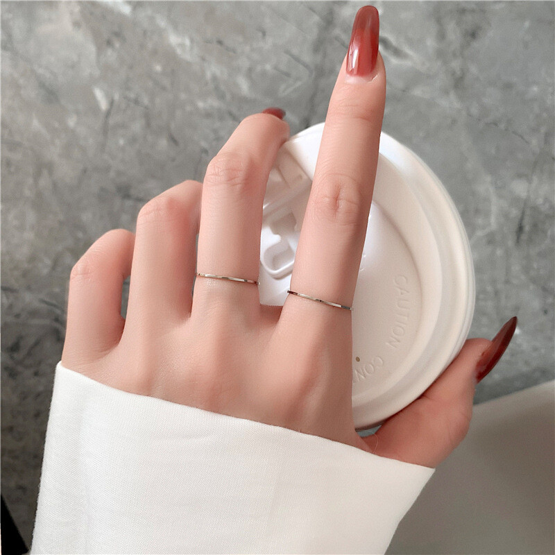 Woman 18k Gold Plated Stainless Steel Band Ring Joint Ring Super Thin 0.5mm