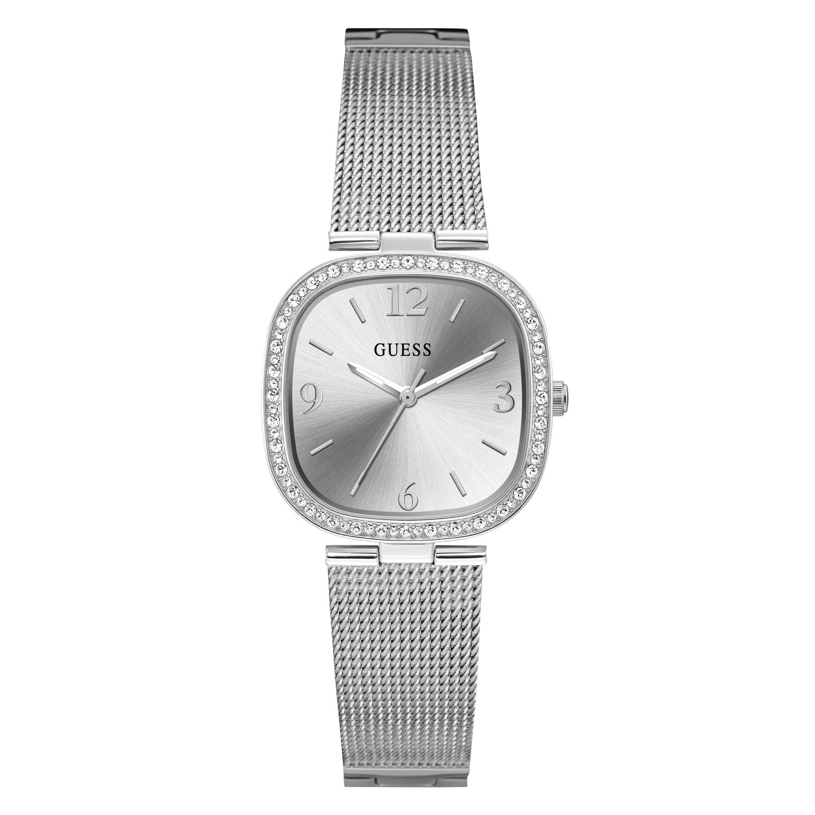 Guess Ladies Tapestry Diamonds Silver Dial Mesh Bracelet Watch – GW0354L1 NEW