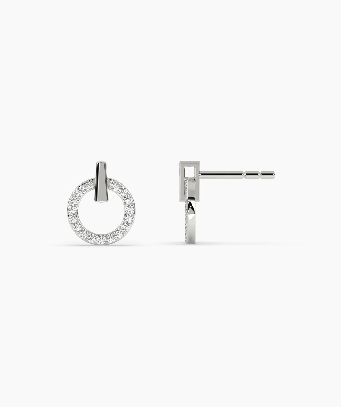 Round E-F/VVS Lab Grown Diamond 14K Gold Open Circle Door Knocker Stud Earrings