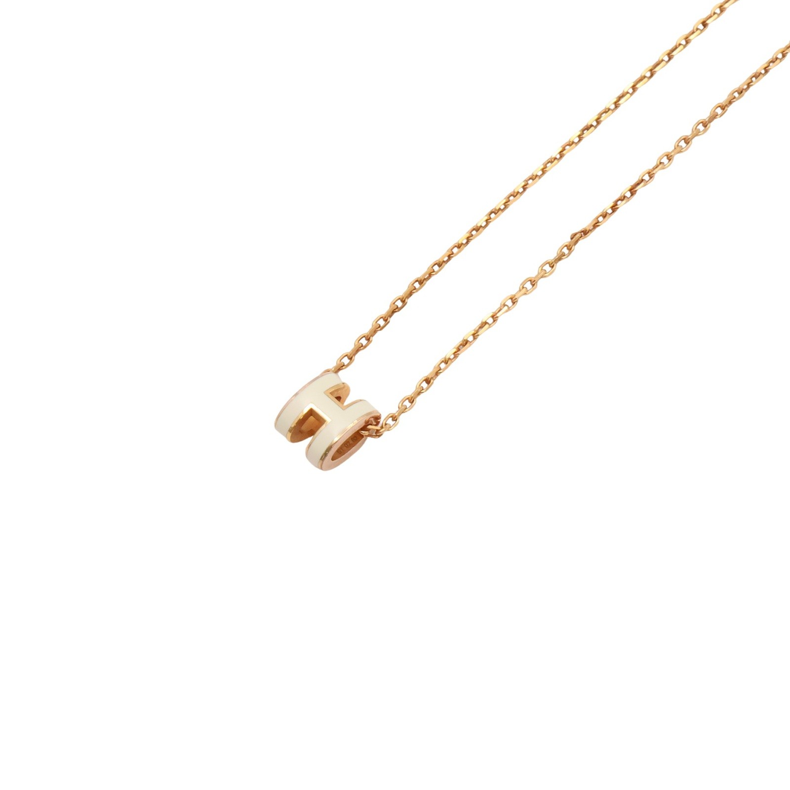 HERMES Mini Pop H Necklace White Enamel H147992FO
